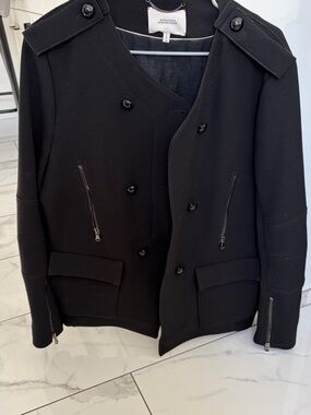 Double-Breasted Black Pea Coat by Dorothee Schumacher